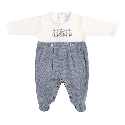 Macacão de Bebê Masculino em Plush 3 Ursos Piu Piu