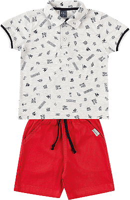 Conjunto Infantil Masculino de Verão Bermuda e Polo