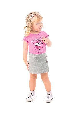 Conjunto Infantil Feminino de Verão com Shorts Saia