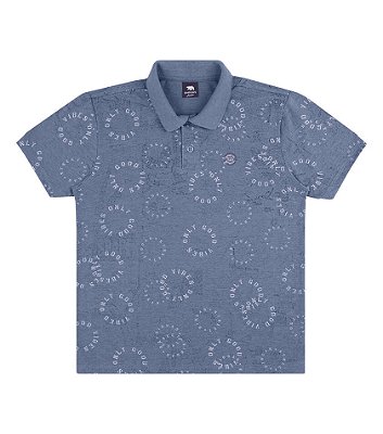 Camiseta Infantil Masculina Gola Polo Cinza Azulado