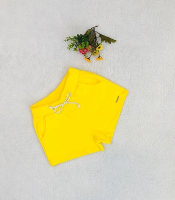 Shorts Infantil Feminino Moletom sem Felpa amarelo