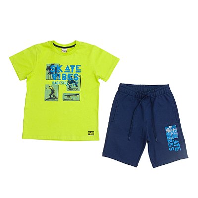 Conjunto Infantil Masculino de Verão com Bermuda Skate