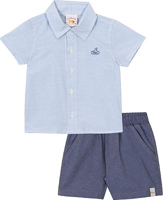 Conjunto Infantil Masculino com Camisa Social com Bermuda