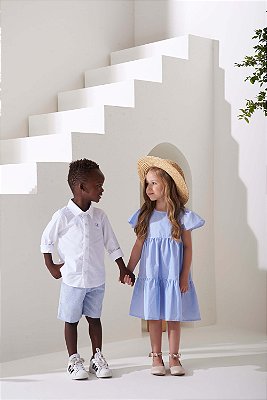 Conjunto Infantil Masculino com Camisa Social com Bermuda