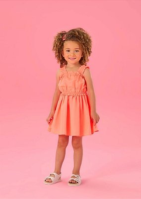 Vestido Infantil de Festa Laranja Neon da Mon Sucré