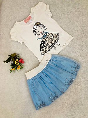 Conjunto Infantil de Saia de Princesa da Pituchinhus