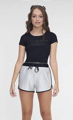 Conjunto Juvenil Feminino Shorts Prateado da BobbyLulu