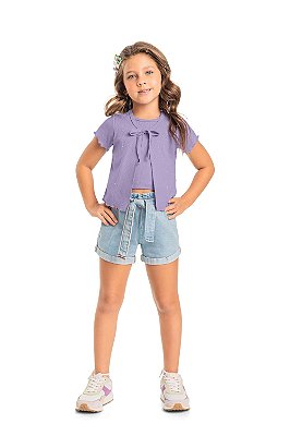 Blusa Infantil Feminina Imita Duas Peças Casaco da Quimby