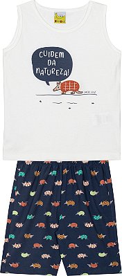 Conjunto Infantil Masculino Bermuda Tactel com Regata