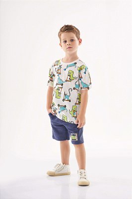 Conjunto Infantil Masculino com Bermuda Dinissauro da Up Baby