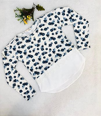 Blusa Infantil Feminina de Seda Manga Longa Petit Cherie