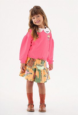 Conjunto Infantil Feminino com Saia Dinossauro da Up Baby