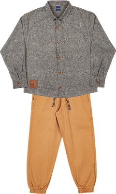 Conjunto Infantil de Frio Masculino Camisa com Calça