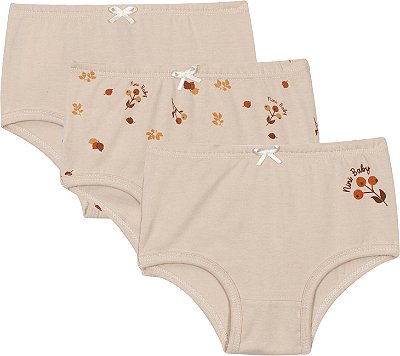 Kit de Calcinhas Infantil com Três 100% de Algodão