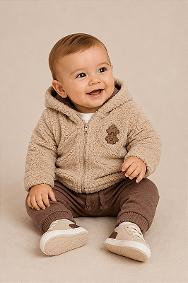 Conjunto de Bebê Infantil com Pelinho e Capuz Quentinho