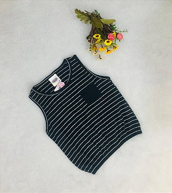 Blusa Infantil Feminina Cropped Preta Listrada