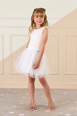 Conjunto Feminino Infantil da Mon Sucré Saia Tutu Branco