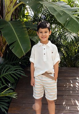 Conjunto Infantil Masculino Camisa Bata Bermuda Arrumadinho