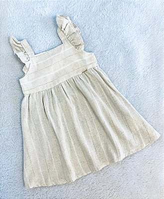 Vestido de Bebê Feminino Arrumadinho em Linho Misto