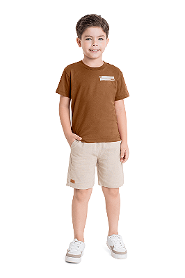 Conjunto Juvenil e Infantil da Quimby Masculino Bermuda