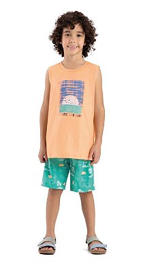 Conjunto Infantil Masculino Regata com Bermuda Tactel