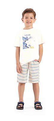 Conjunto Infantil Masculino Camiseta com Bermuda Tecido