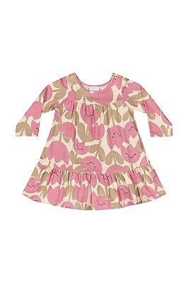Vestido de Bebê da Quimby Molecoton Estampado com Tulipas