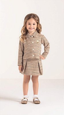 Conjunto Infantil feminino com Saia Shorts em Jacquard