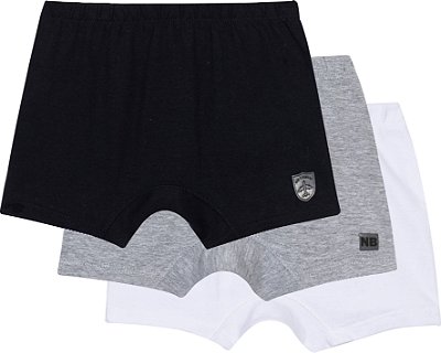 Cueca Infantil e Juvenil 100% Algodão Boxer Kit com Três