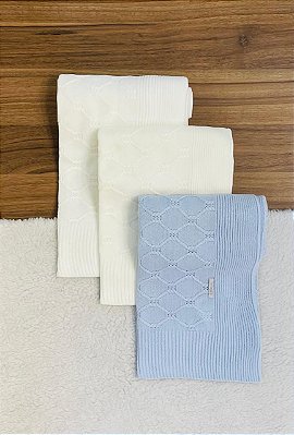 Manta de Bebê em Linha com Aran e Tranças - Cores