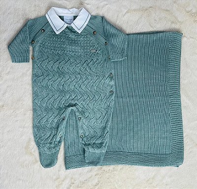 Kit Maternidade Masculino Malharia Noruega Verde com Gola