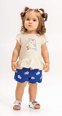 Conjunto de Bebê Feminino Short e Bata Fresquinho