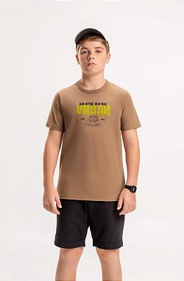 Camiseta Juvenil Masculina Malha de Algodão Skate