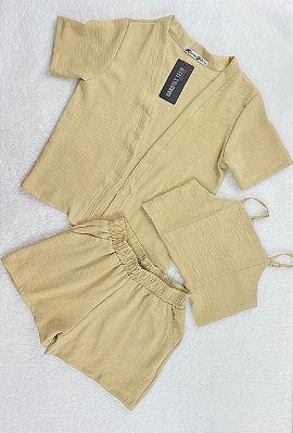 Conjunto Juvenil Feminino da Garotas Teen Shorts Casaquinho