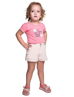 Conjunto Infantil Feminino de Verão com Shorts Arrumadinho