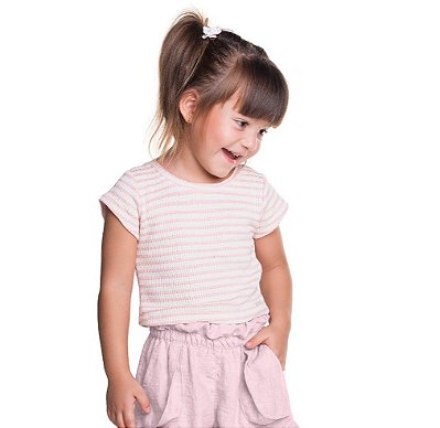 Blusa Infantil da Have Fun Tricô de Malha Rosa