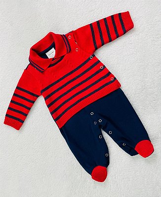 Macacão de Bebê Masculino de Tricô da Beth Bebê