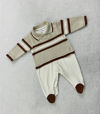 Macacão de Bebê Masculino de Tricô da Beth Bebê