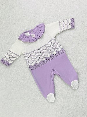 Macacão de Bebê Feminino de Tricô da Beth Bebê