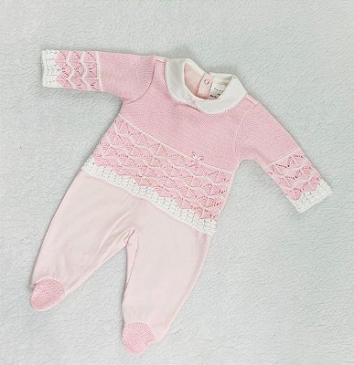 Macacão de Bebê Feminino de Tricô da Beth Bebê