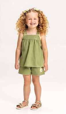 Conjunto Infantil Feminino com Bata em Tecido Fresquinho