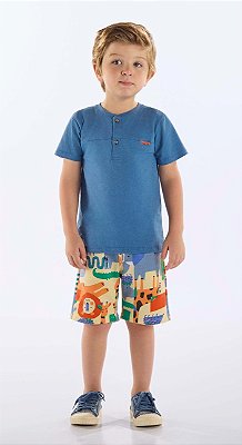 Conjunto Infantil Masculino da Up Baby Shorts Safari