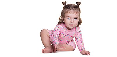 Maiô de Bebê Feminino e Masculino Mangas Longas Proteção