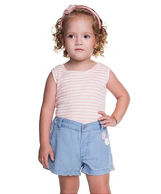 Conjunto Infantil Feminino da Have Fun com Shorts Jeans
