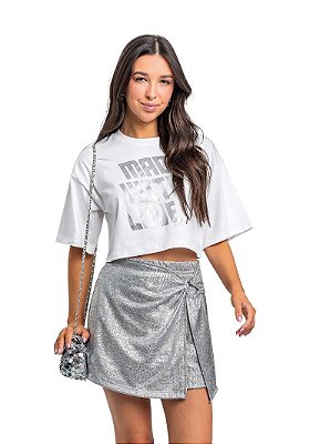 Conjunto Juvenil Feminino Gloss Shorts Saia Brilho