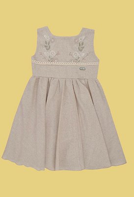 Vestido Infantil de Festa da D Tuia Linho Bordado