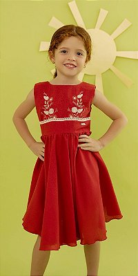 Vestido Infantil de Festa da D Tuia Linho Bordado