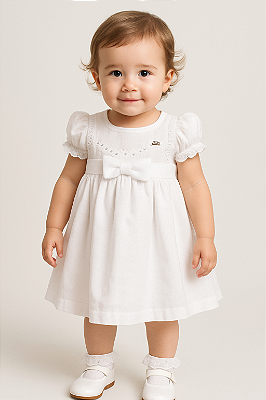 Vestido Infantil de Festa da D Tuia Branco Batizado