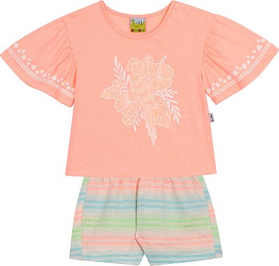 Conjunto Infantil Feminino de Verão Shorts e Bata