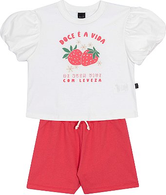 Conjunto Juvenil Feminino de Shorts Morango